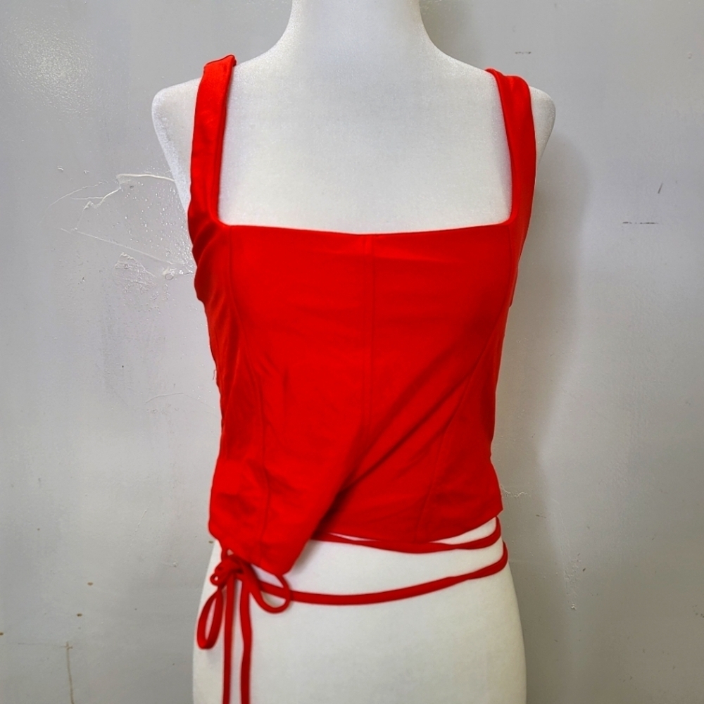 AFRM criss cross tie  sleeveless bodycon top